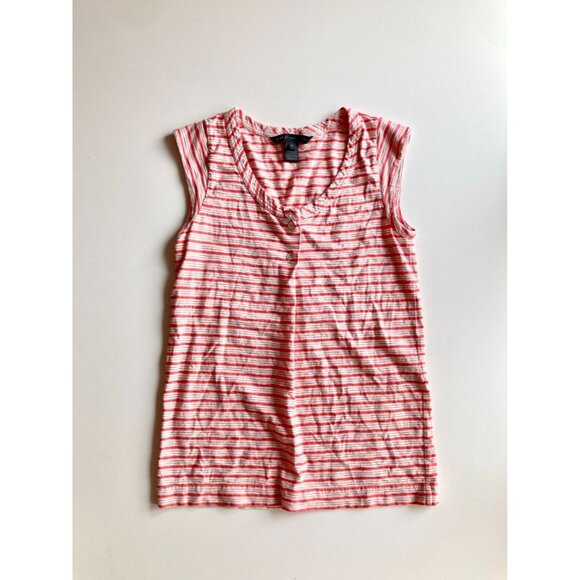 MARC BY MARC JACOBS Coral Pink White Striped Cotton Tunic Tank Top, Size S - Picture 5 of 9